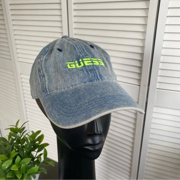Guess Jeans Neon Denim Baseball Cap / Hat & Belt Bag / Fanny pack - Picture 2 of 7